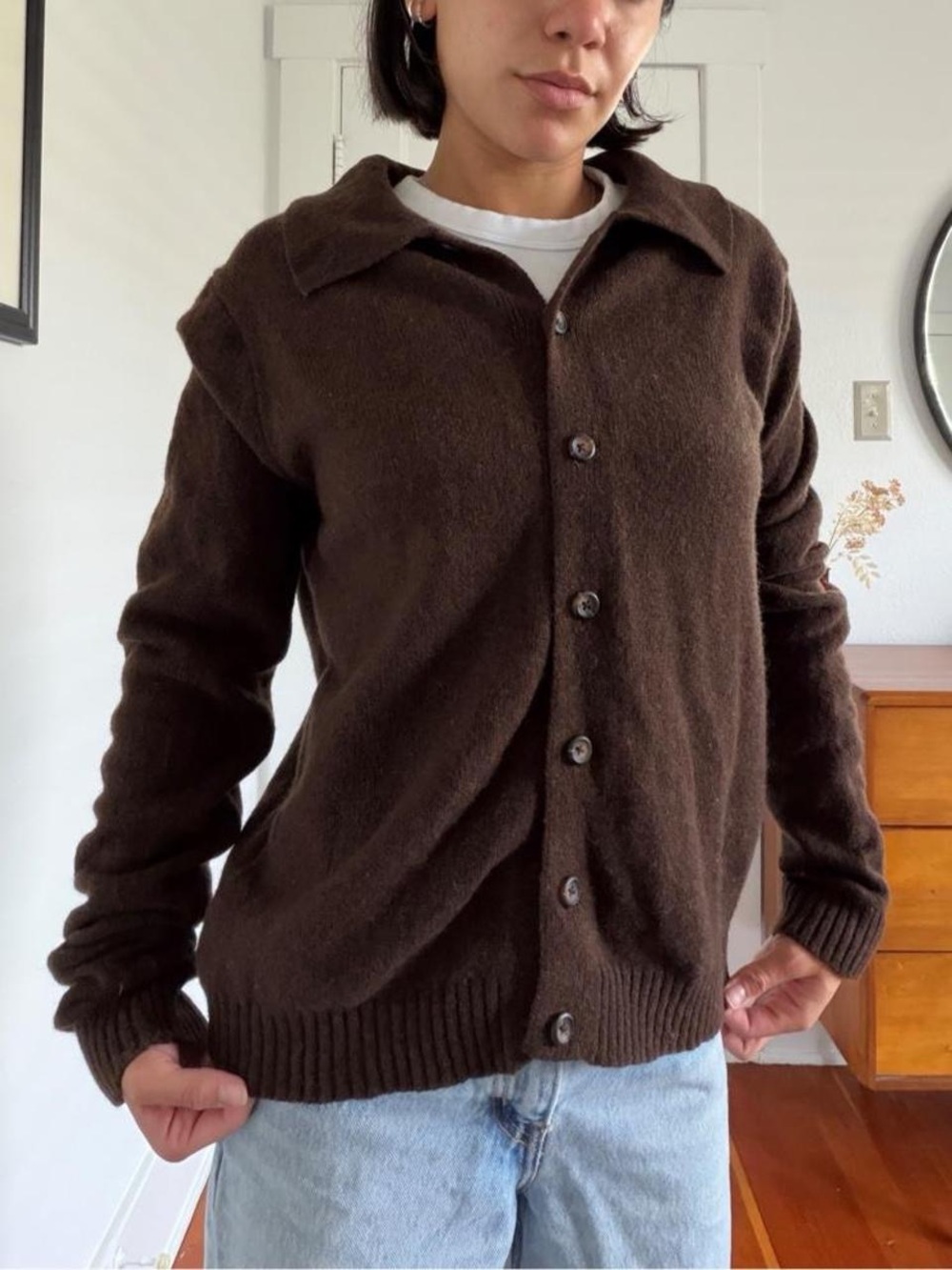 Brandy Melville wool collared espresso brown sweater🤎
